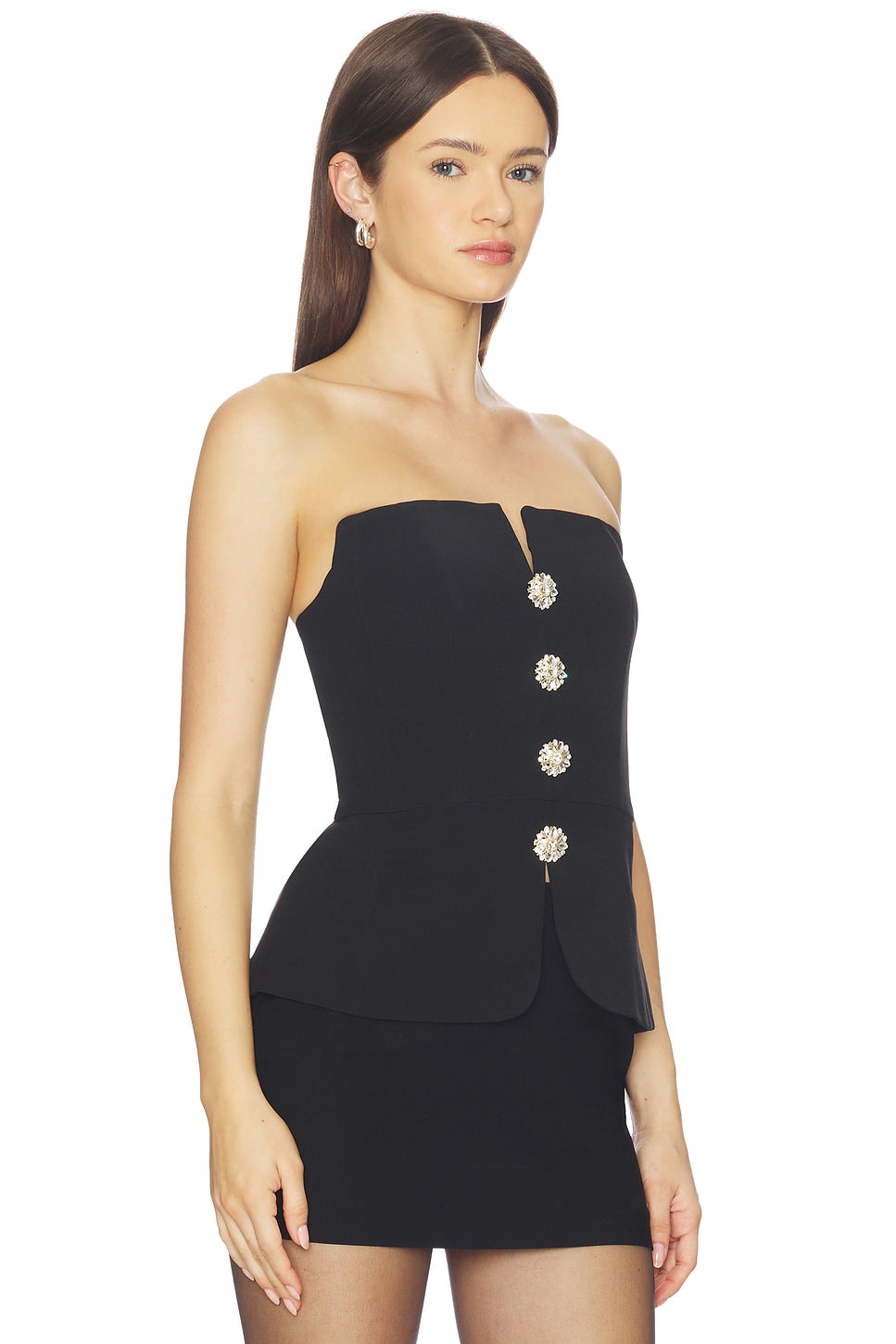 Annemarie Strapless Button Detail Top