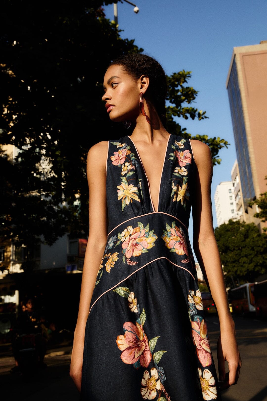 Dark Blue Maira Floral Dress