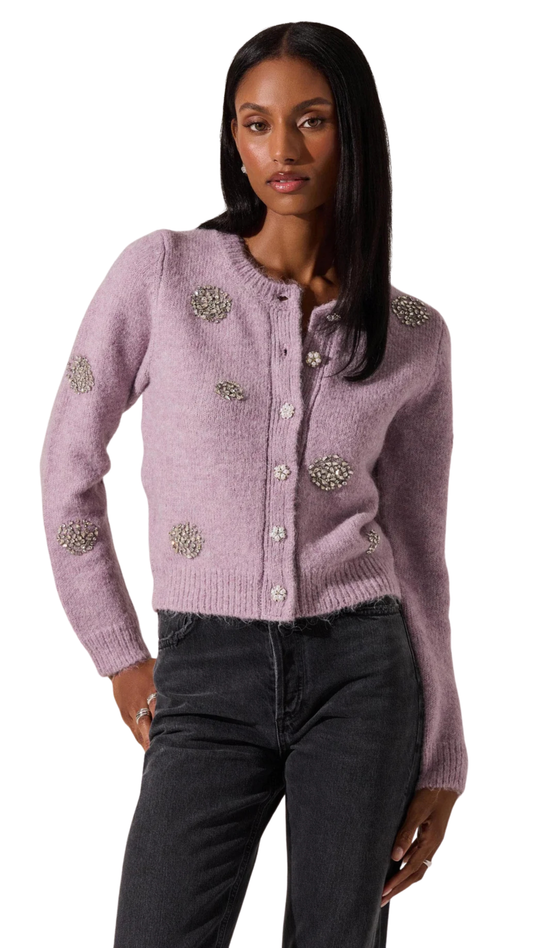Dorothea Embellished Brushed Knit Cardigan