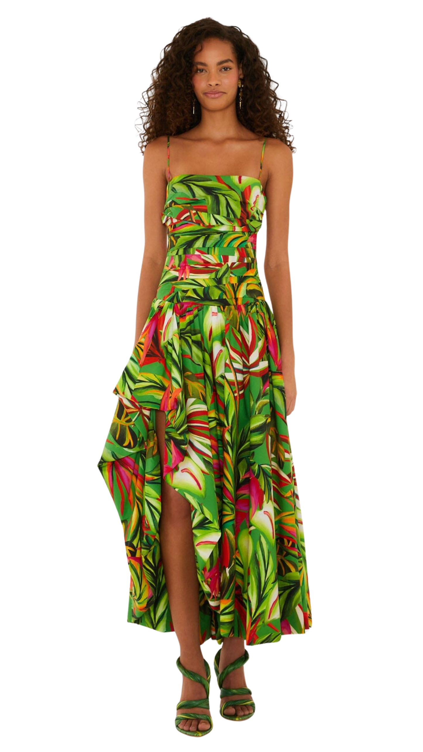 Green Tropical Dream Draped Maxi Dress