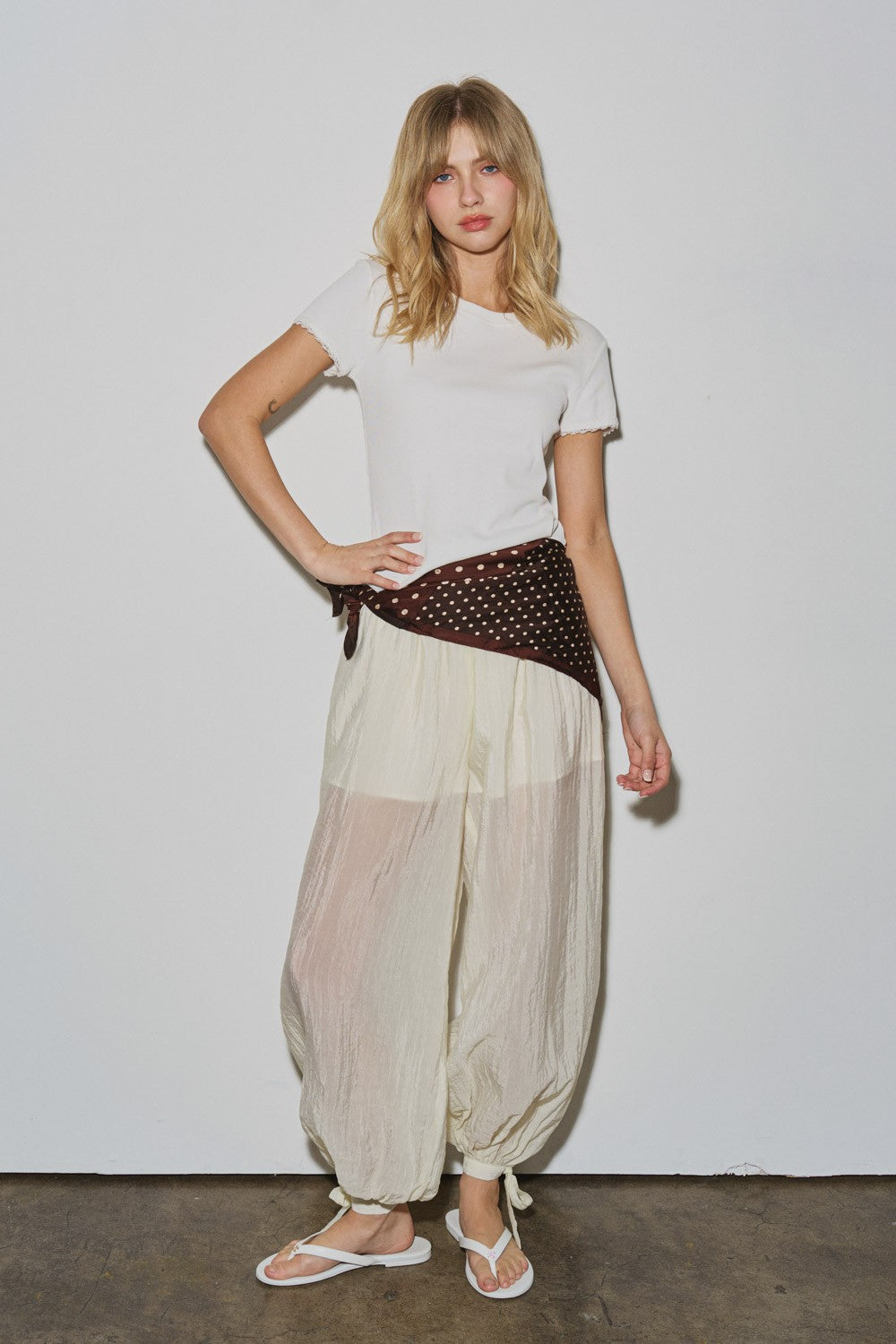 Ivory Sheer Organza Pants