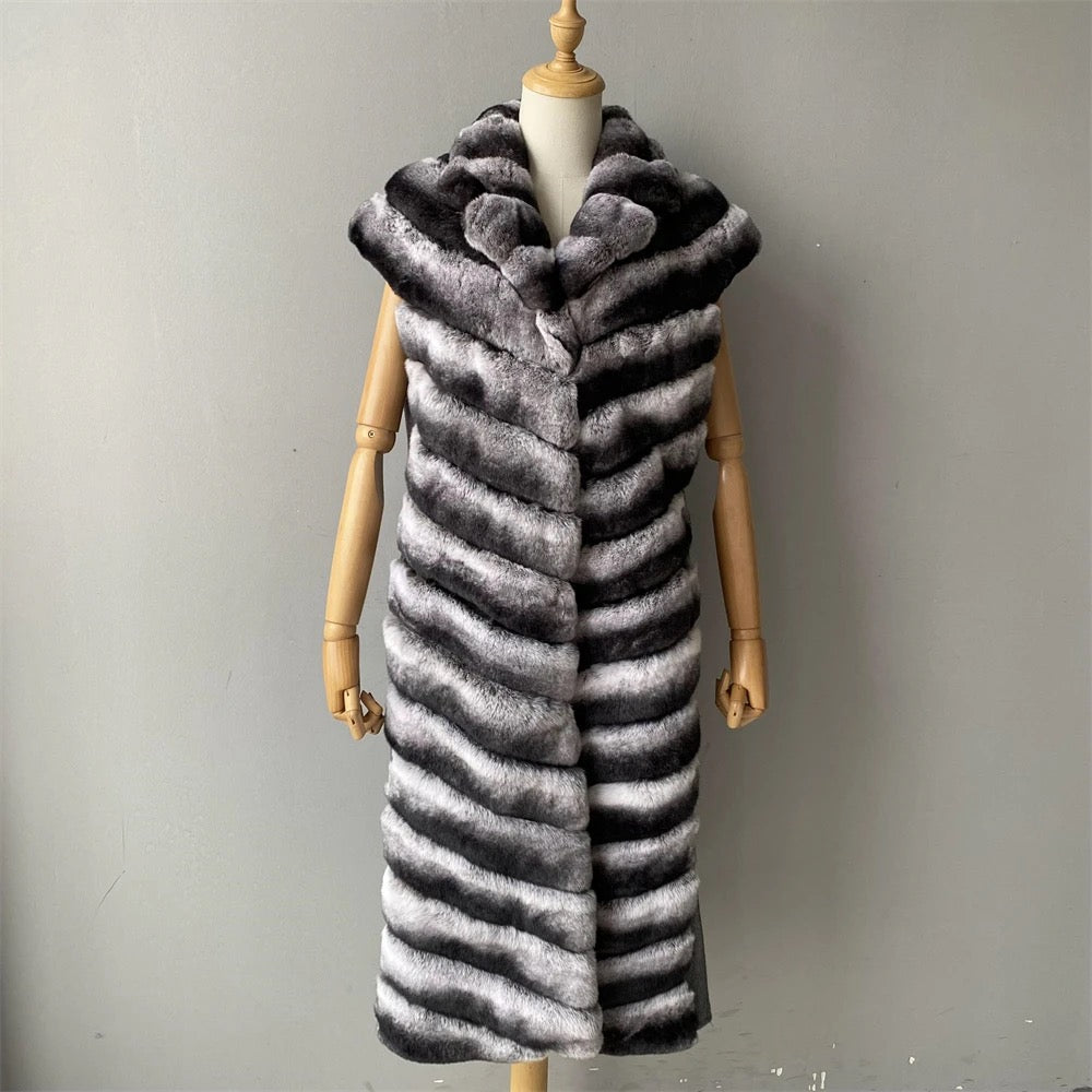 Budapest Cashmere Vest Rex Fur - Grey