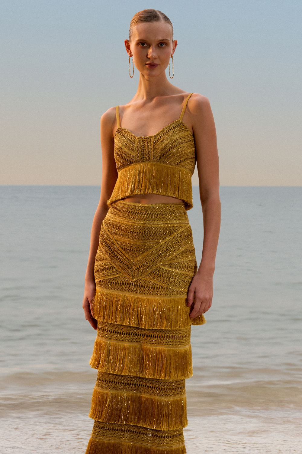 PAMPAS FRINGE MAXI SKIRT SET