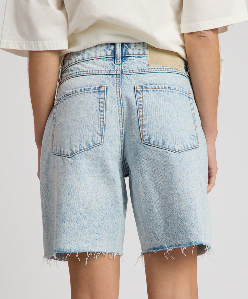 Jackson Mid Waist Wide Leg Shorts - Whisper Blue