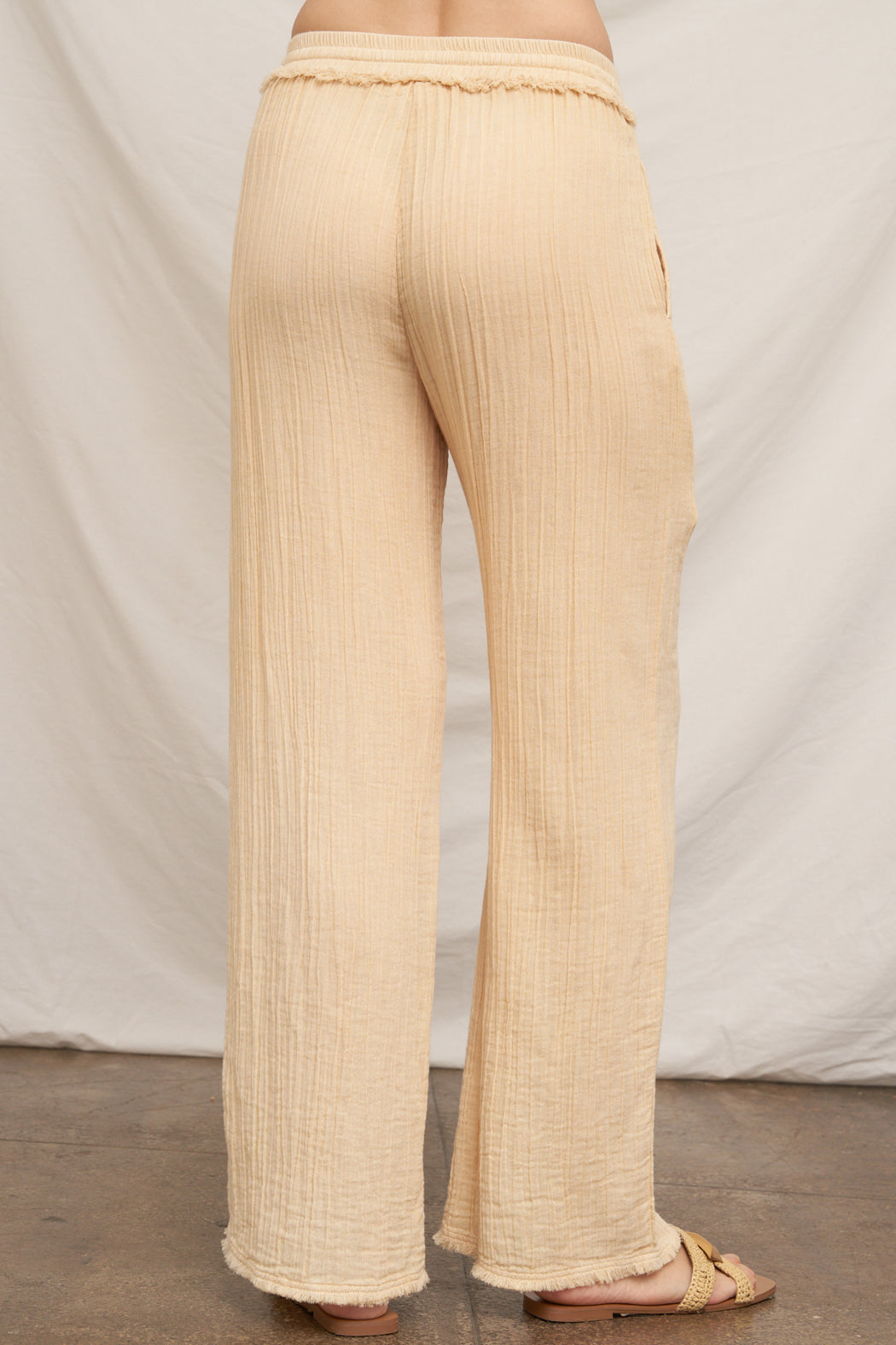 Sand Textured Straight-Leg Pants