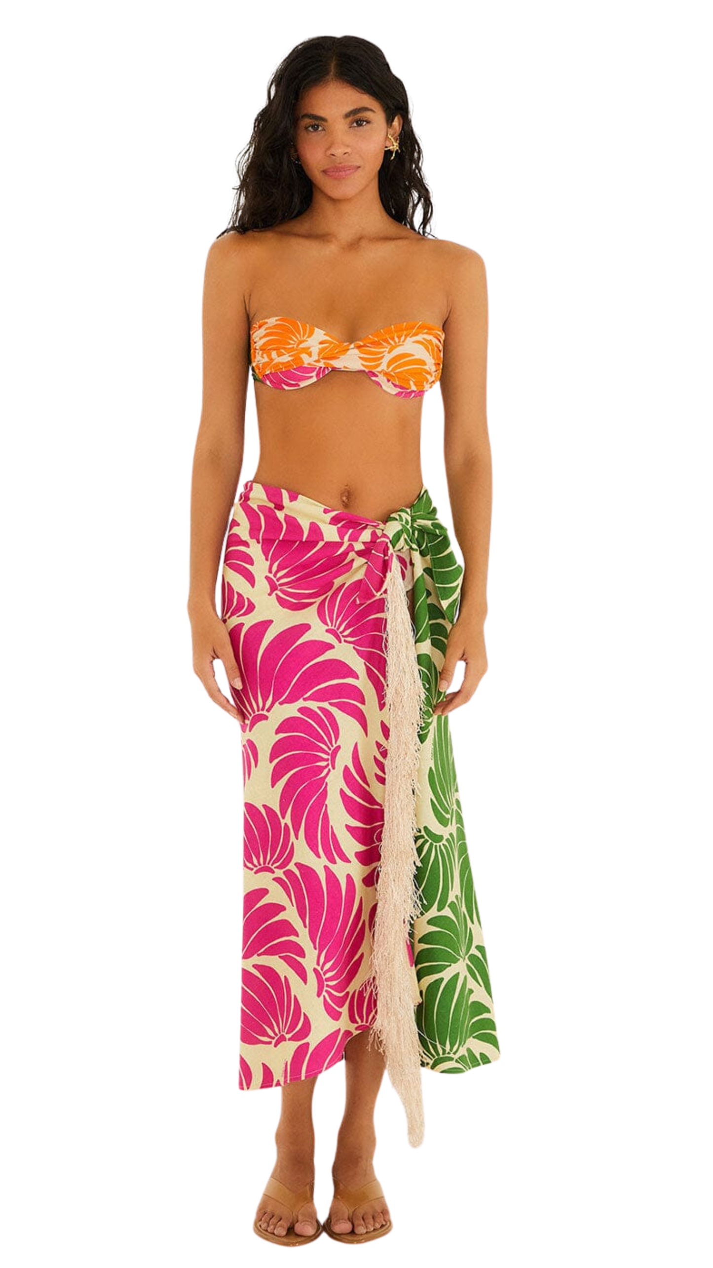 Floral Fringed Linen-Blend Beach Cover-Up