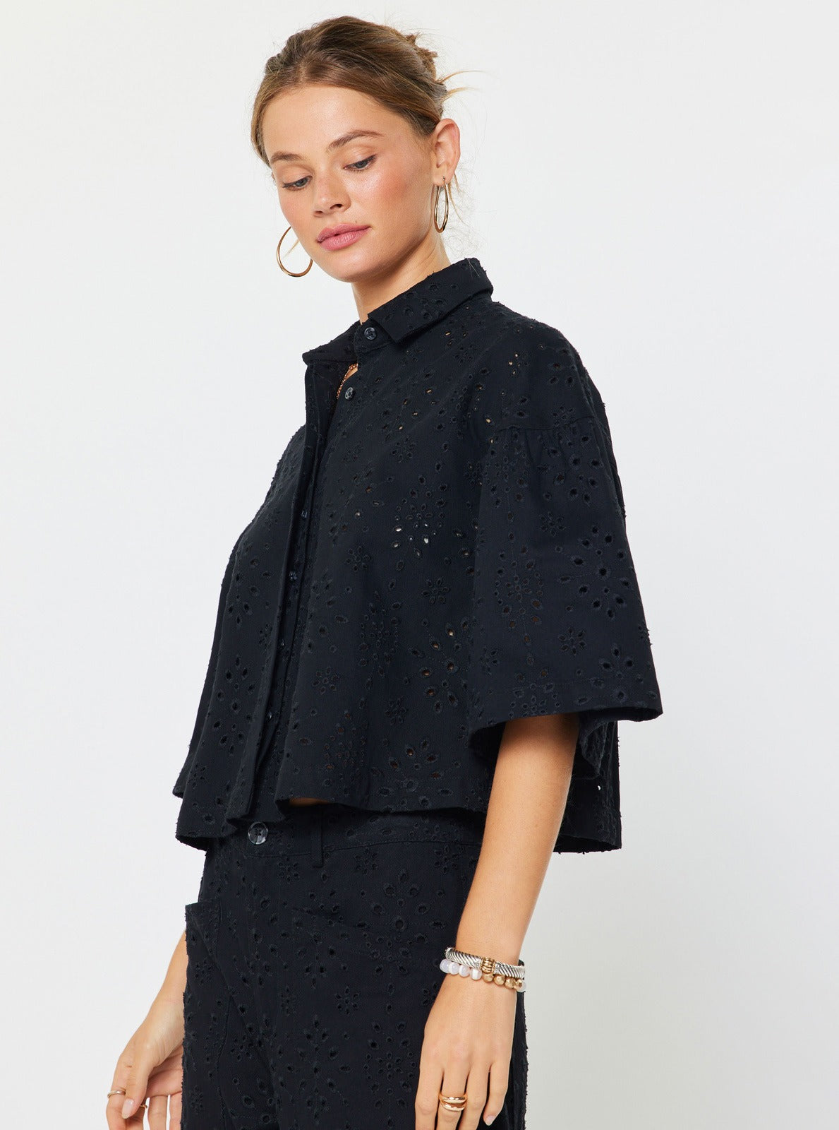 Black Broderie Denim jacket