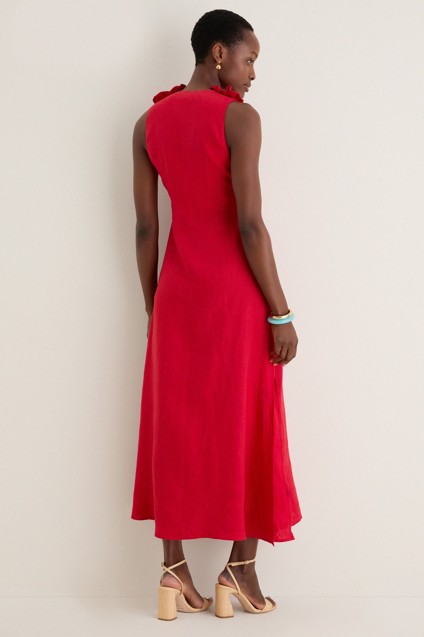 Red 3d Flower Maxi Dress