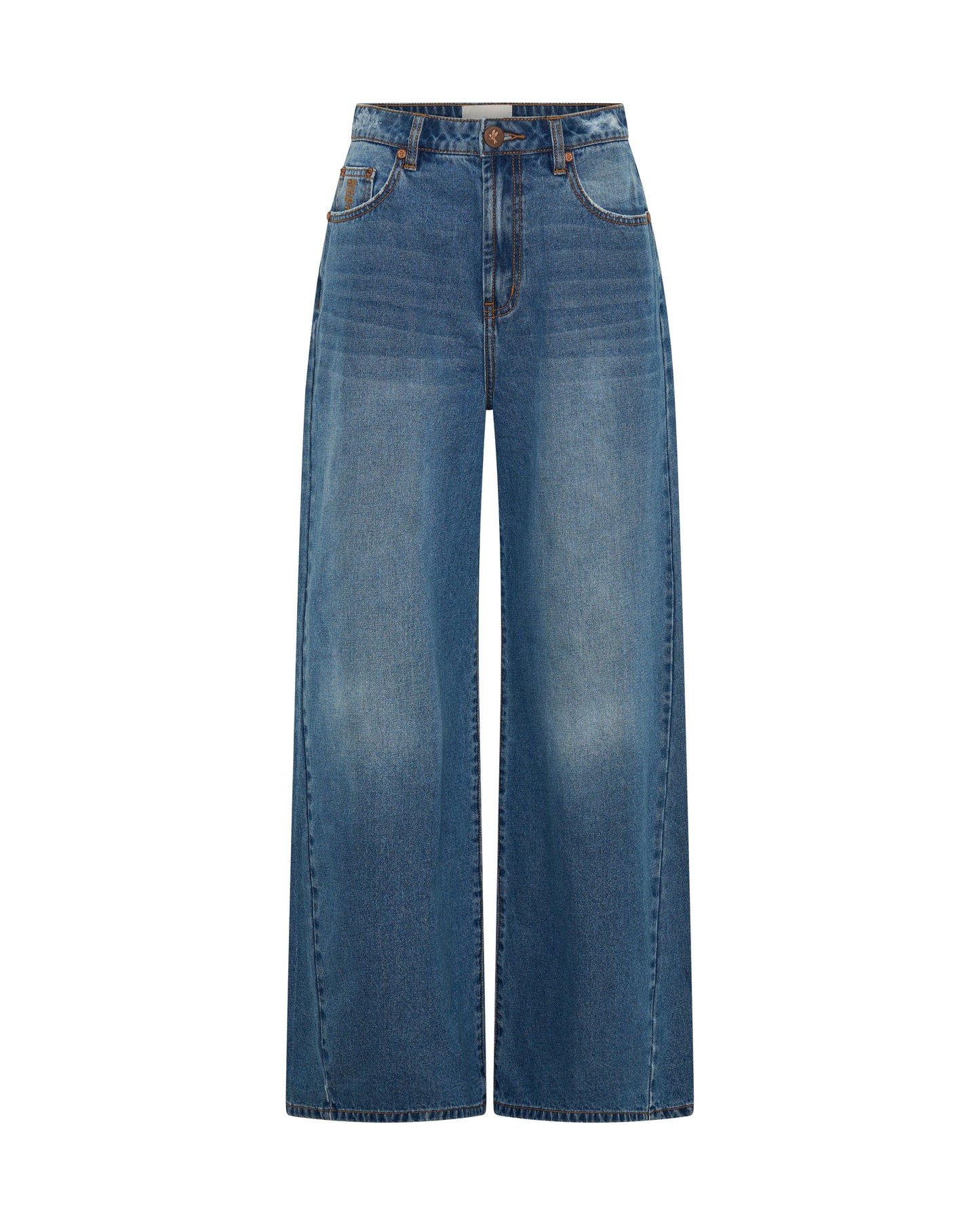 Love Machines Mid Waist Super Wide Leg Denim Jeans- Pacifica