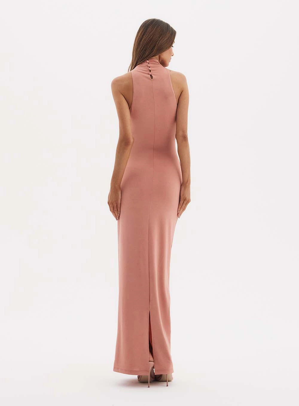 Janine Long Fitted High Neck Dress