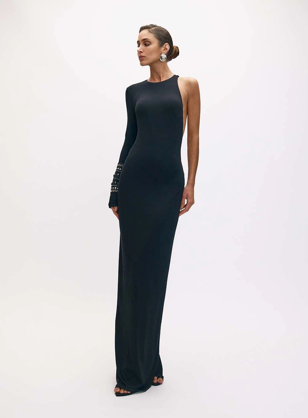 Long One Shoulder Dress With Appliqué