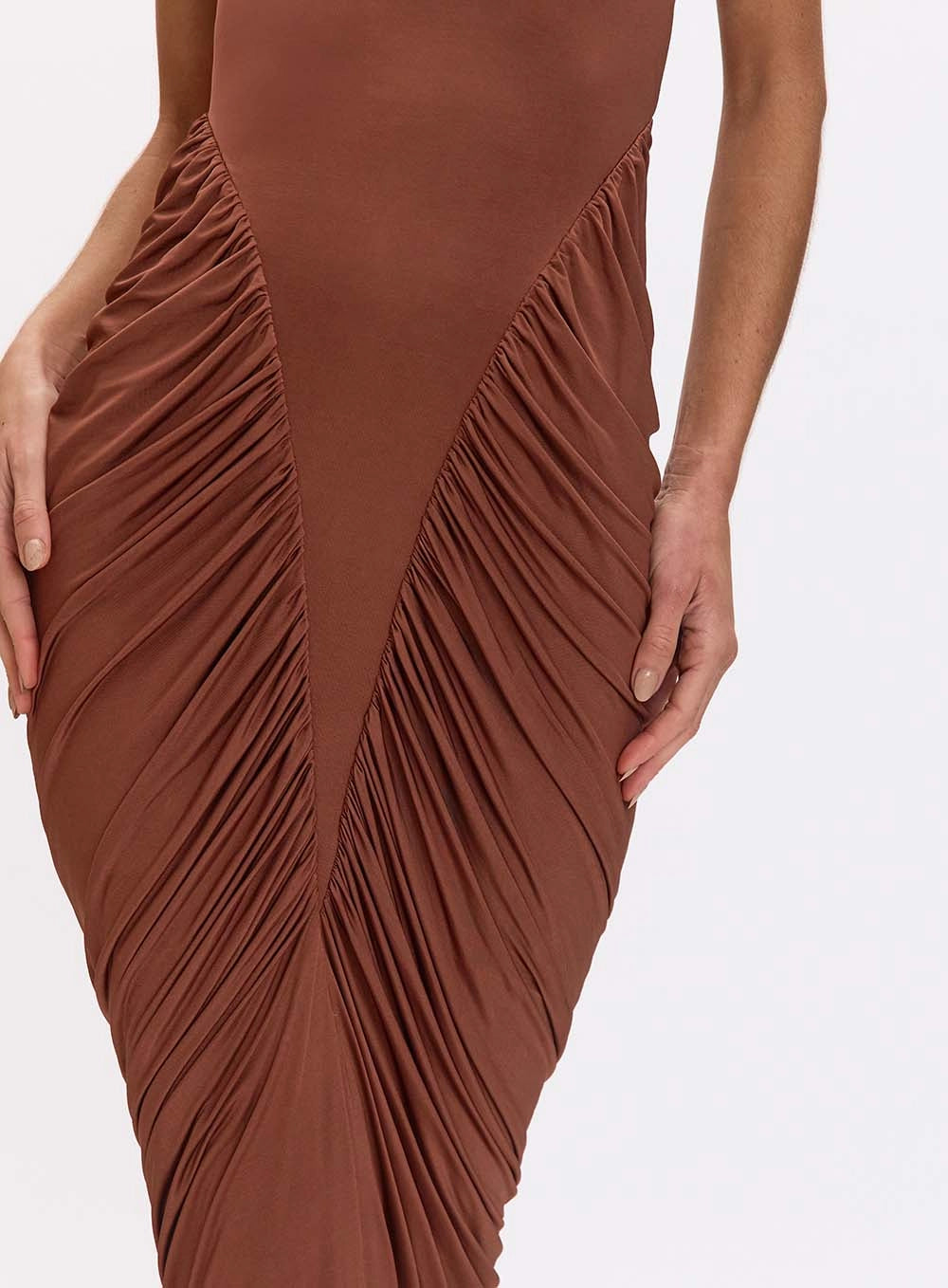 Long Draped Strapless Mook Dress