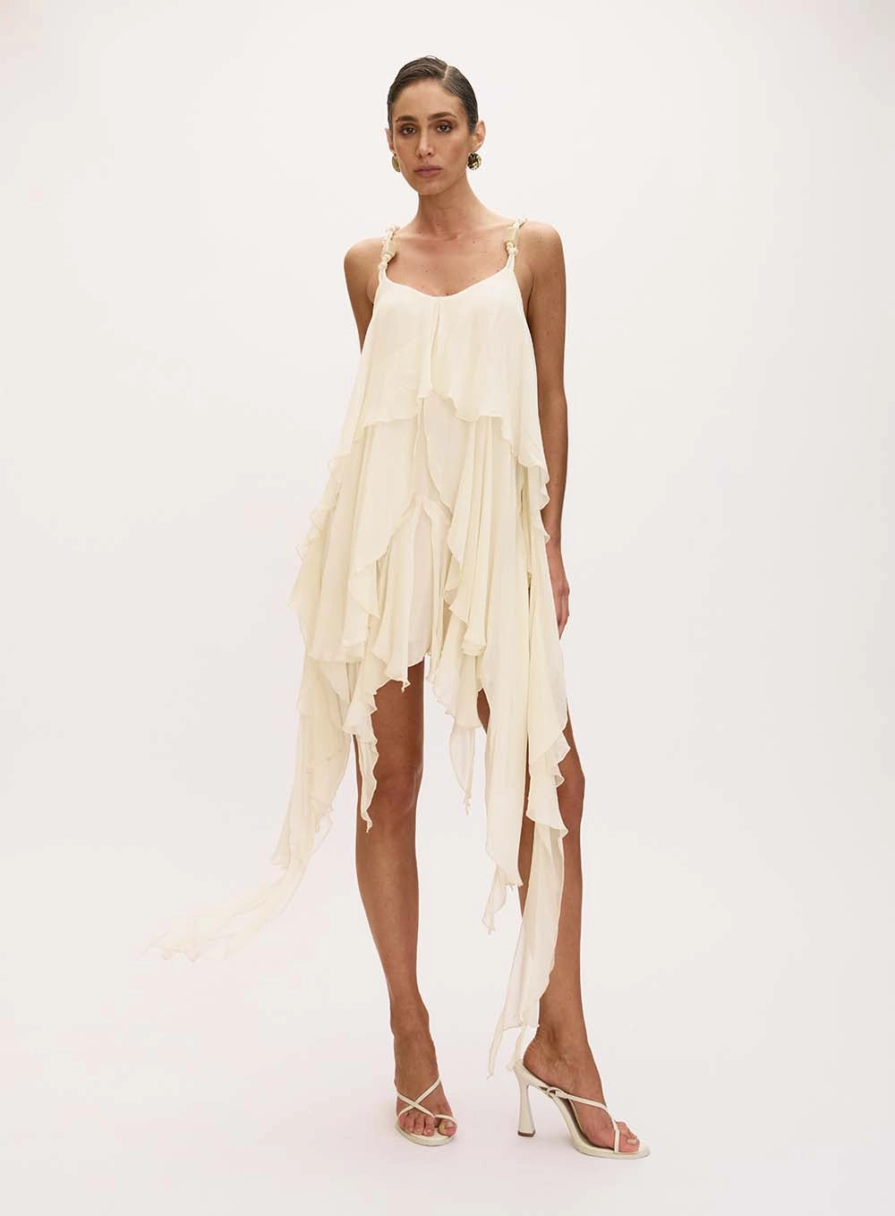 Short Asymmetrical Dress With Ruffles Marguerite