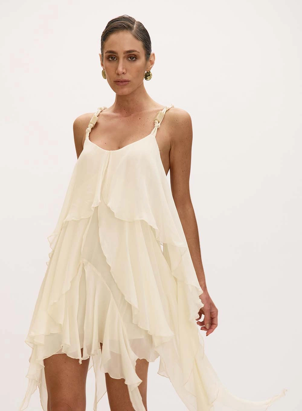 Short Asymmetrical Dress With Ruffles Marguerite