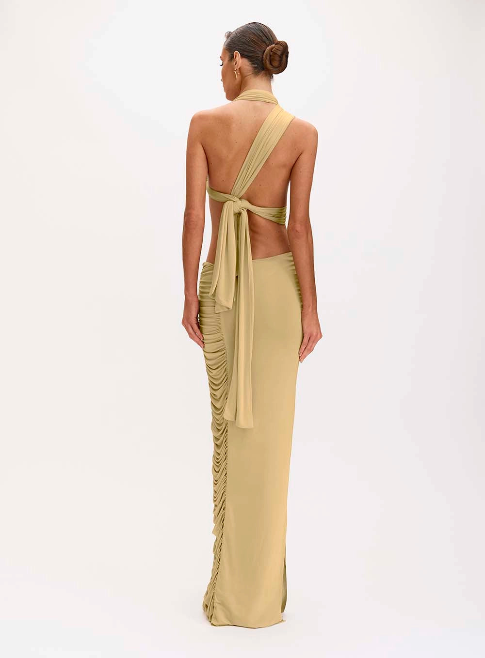 Long dress with cutouts and Catherine draping