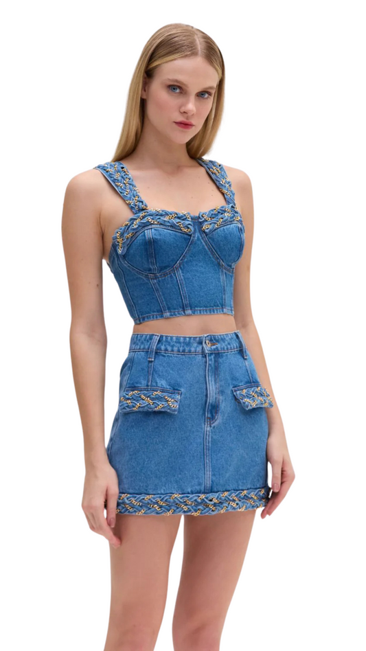 BRAIDED DENIM SET