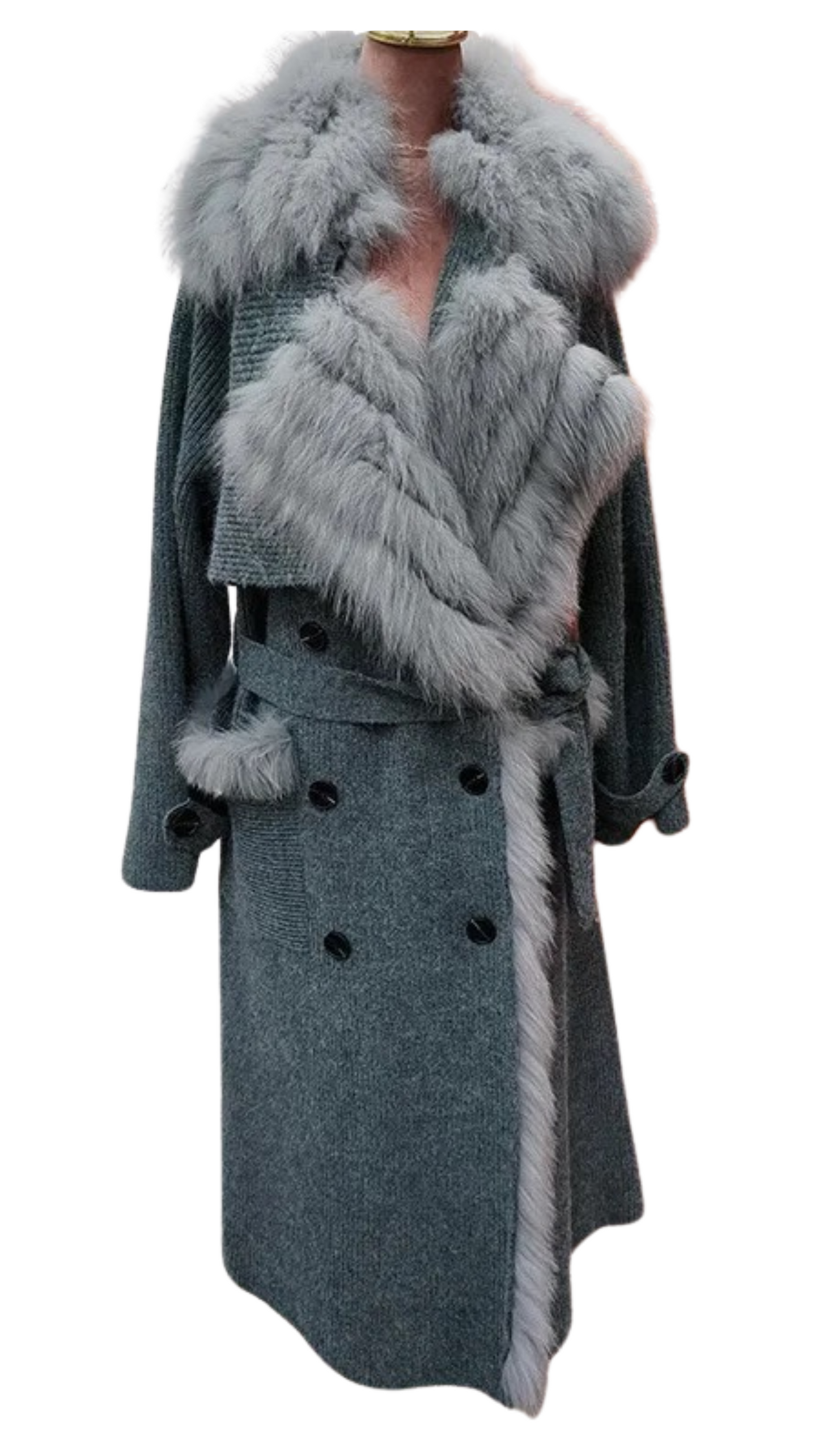 Kimi Fox Trench Cardigan-Grey