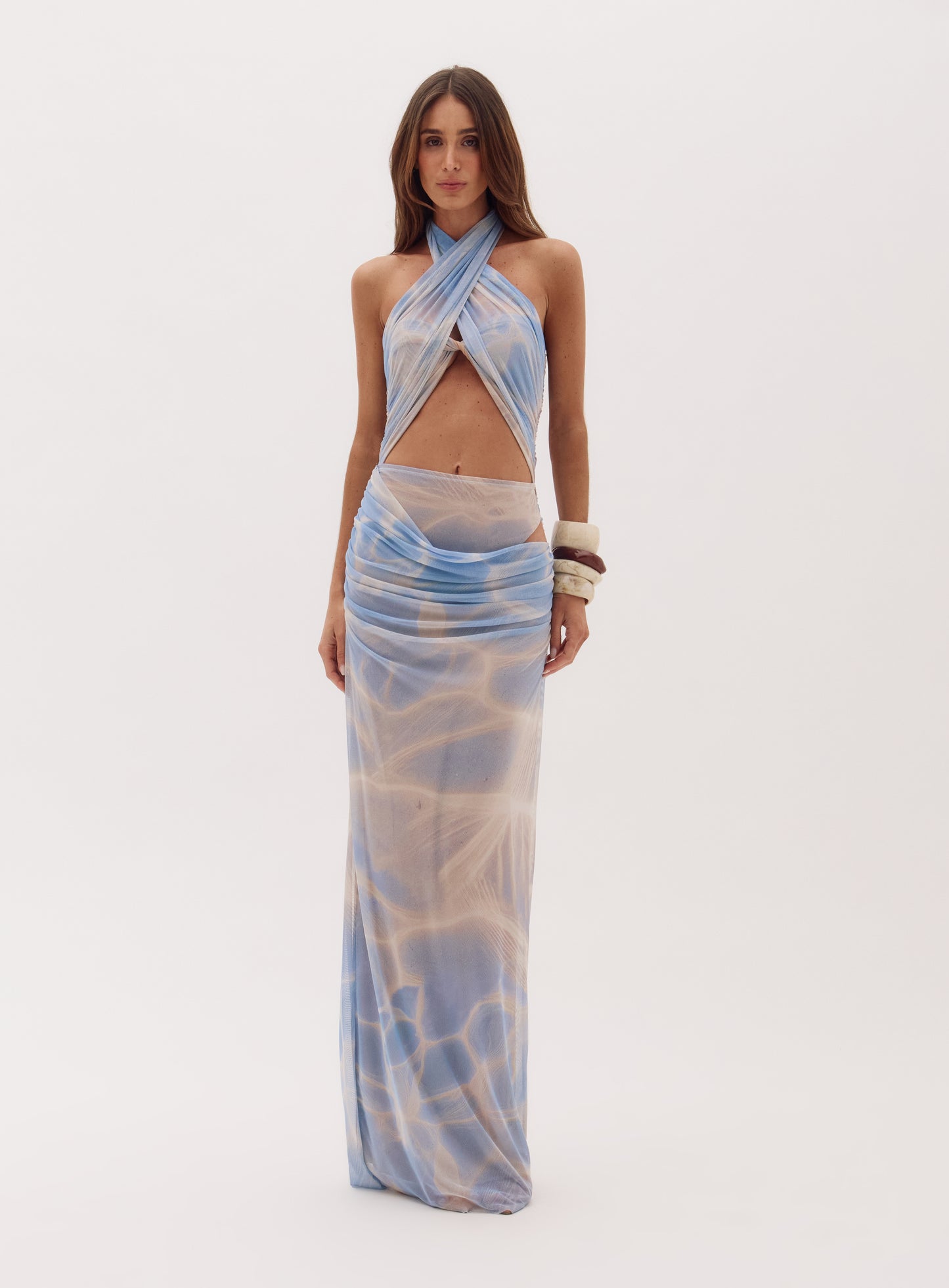 Francis Long Dress with Printed Cutouts