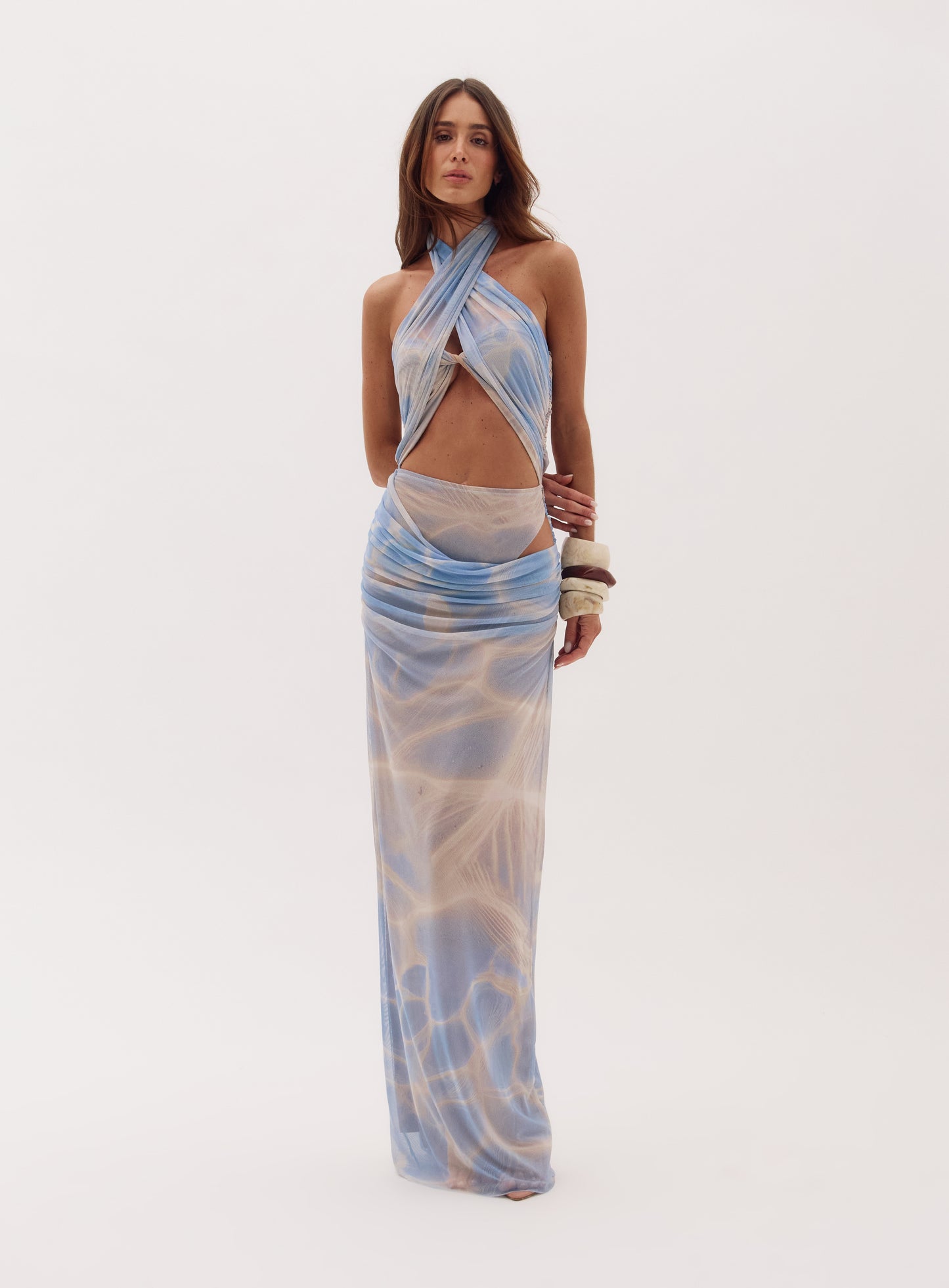 Francis Long Dress with Printed Cutouts