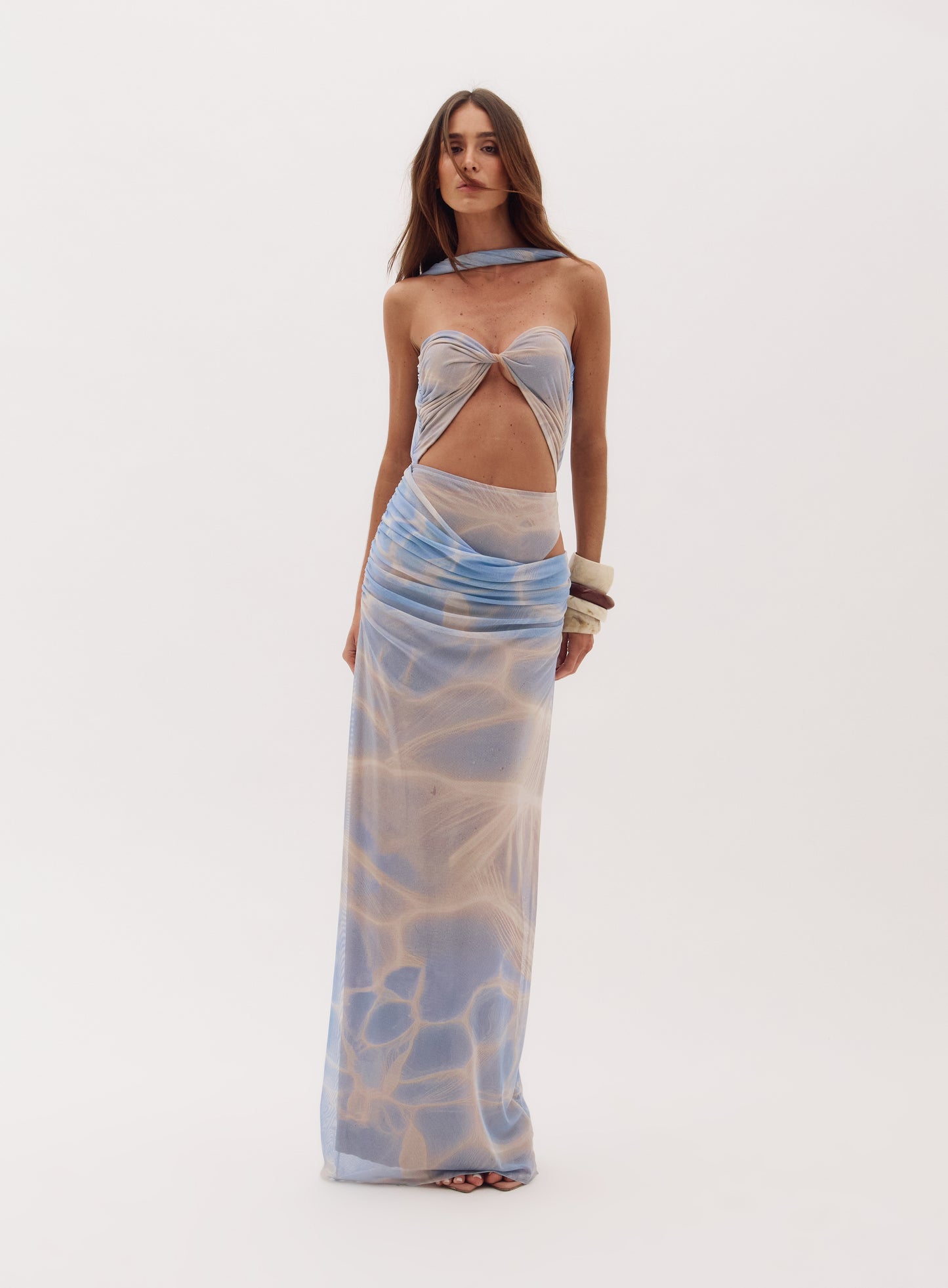 Francis Long Dress with Printed Cutouts