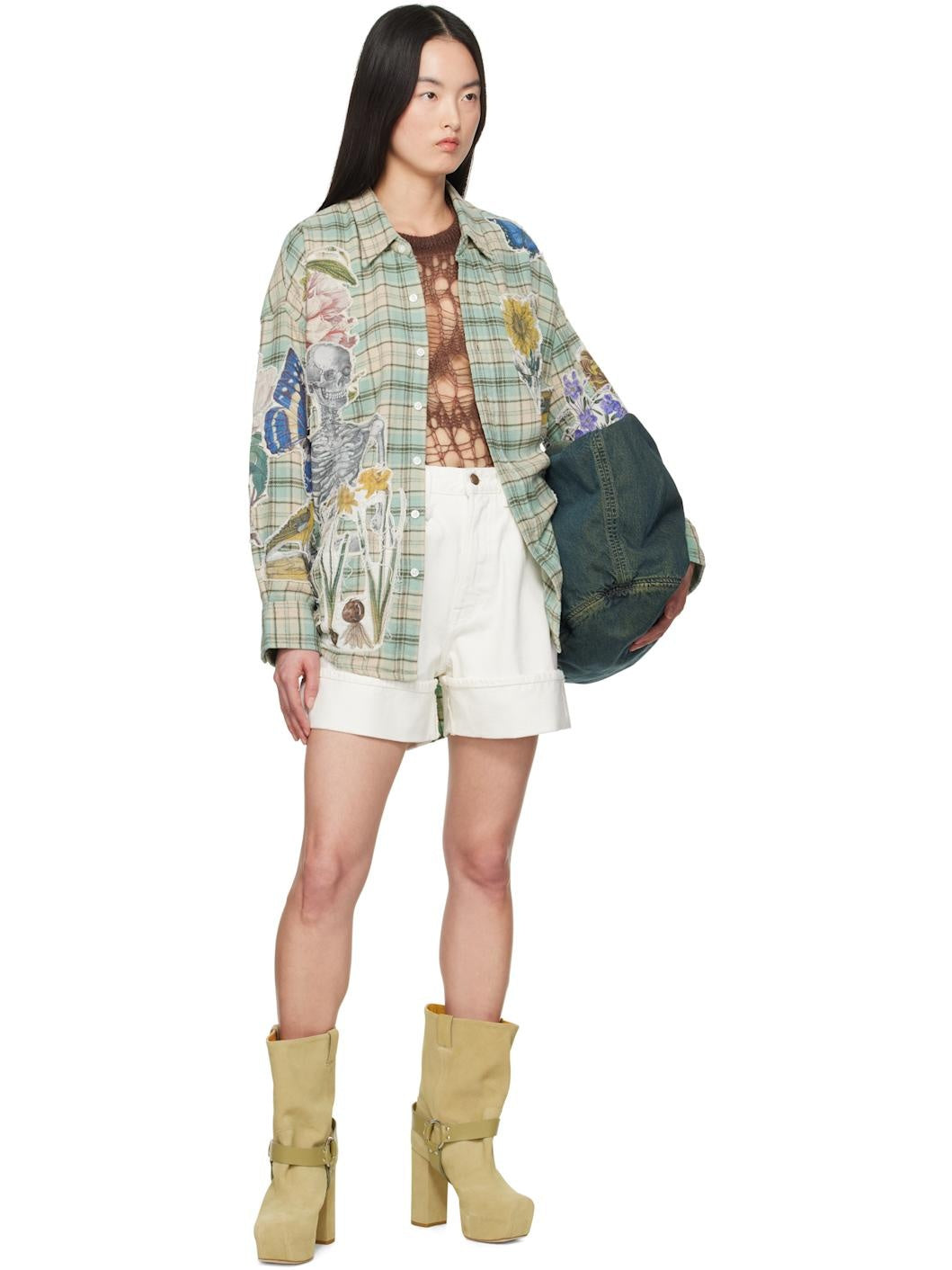 Oversized Graphic Patchwork Flannel Shirt