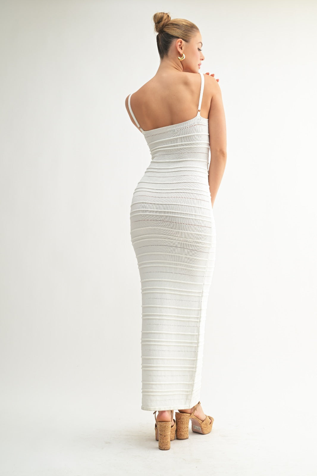 Isla Ruched Knit Maxi Dress – Ivory