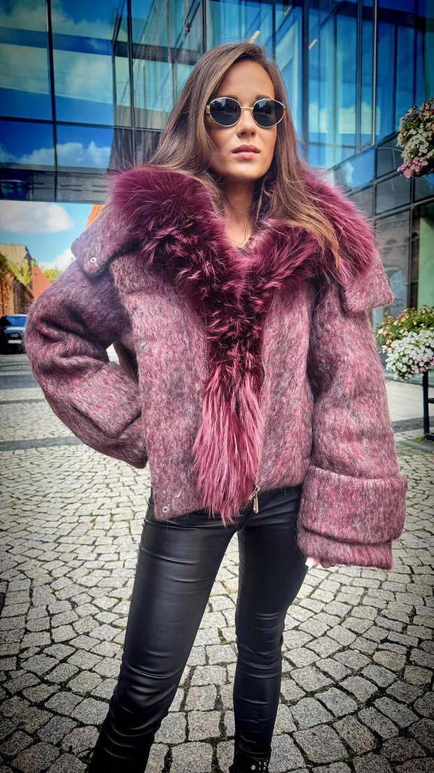 Merlot Silver Fox Fur Jacket