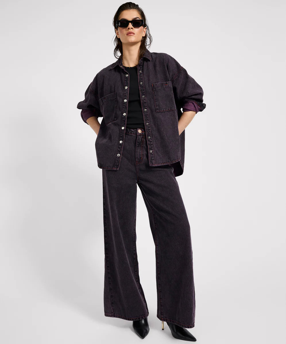 Daria Denim Shacket - Black Pink