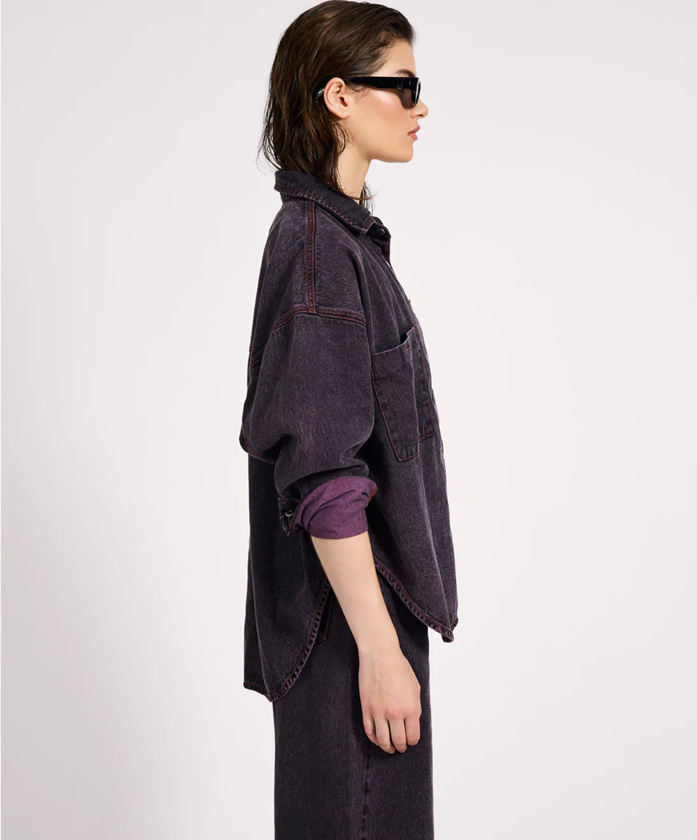 Daria Denim Shacket - Black Pink