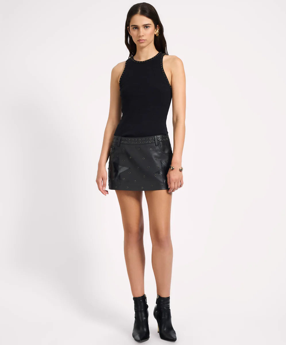 Axel Low Waist Micro Mini Leather Skirt - Black