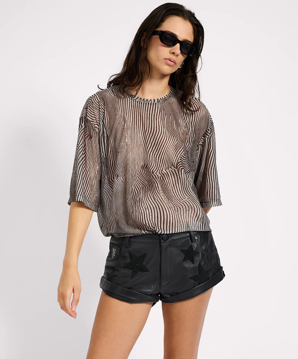 Bandits Low Waist Embellished Leather Denim Shorts