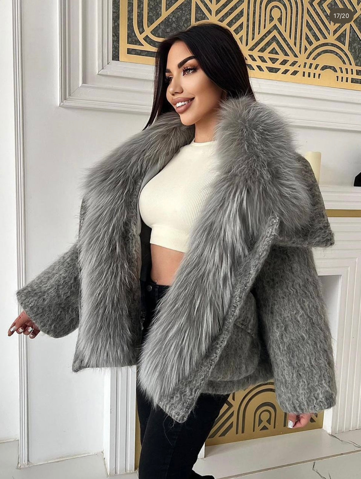Sterling Silver Fox Fur Jacket