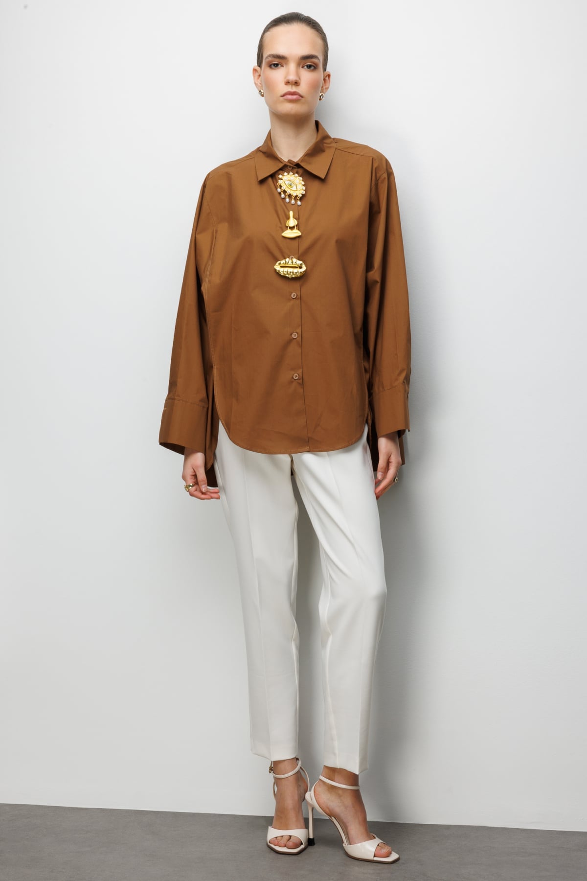 Soleil Statement Shirt – Caramel