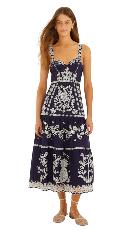 Blue Richelieu Midi Dress