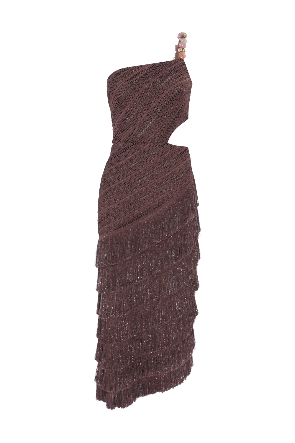 LILA FRINGE CUT OUT MIDI DRESS