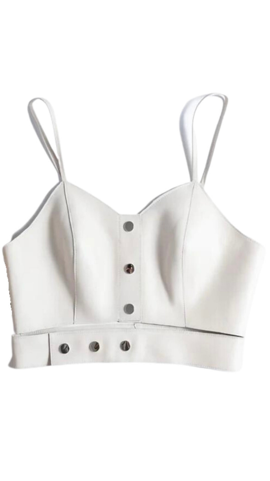 Crop It Cream Leather Crop Top