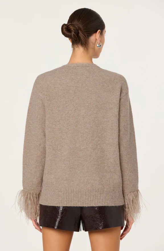 Grie Embellished Feather Trim Cardigan