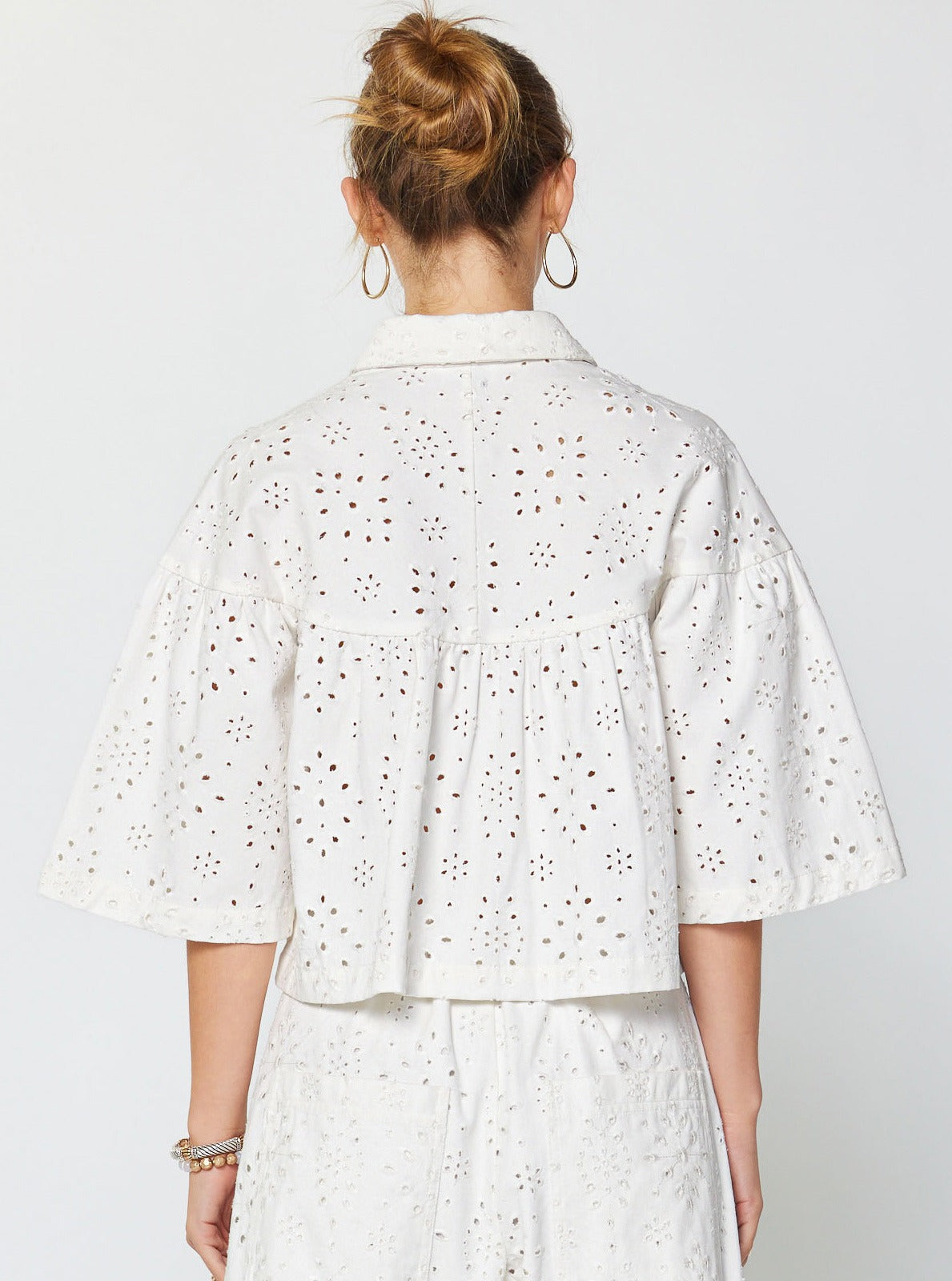 Blanc Broderie Denim Set