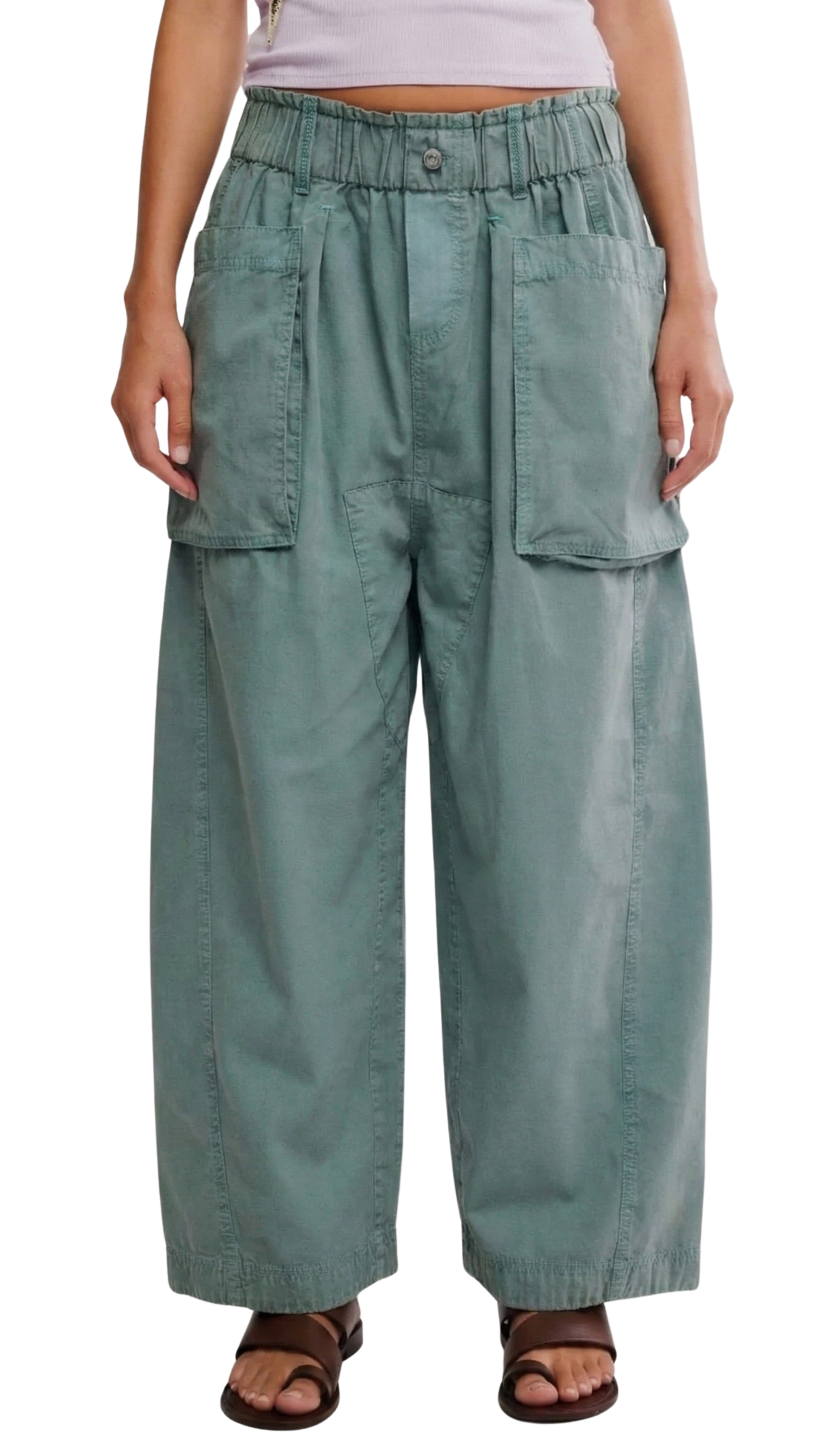 Costa Pull-On Harem Pants-Stormy Sea