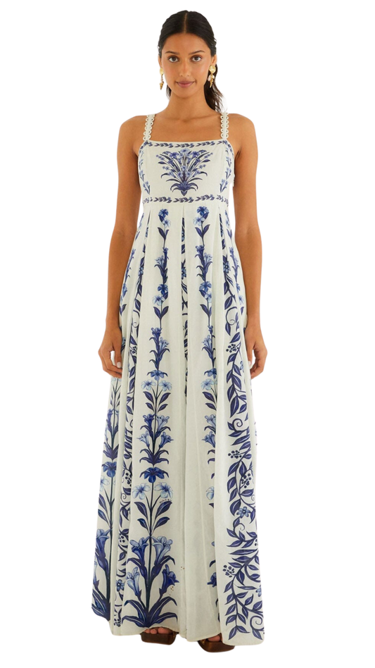 Off-White Flowers Arch Pleats Maxi Dress