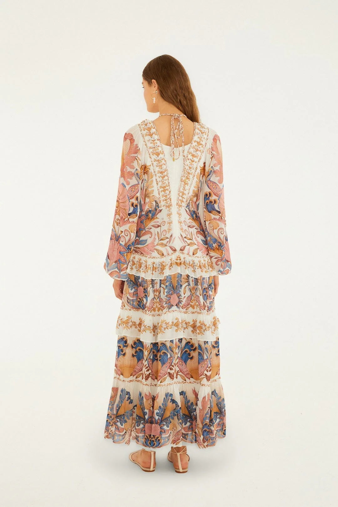 Off-White Sea Garden Ruffled Maxi Dress