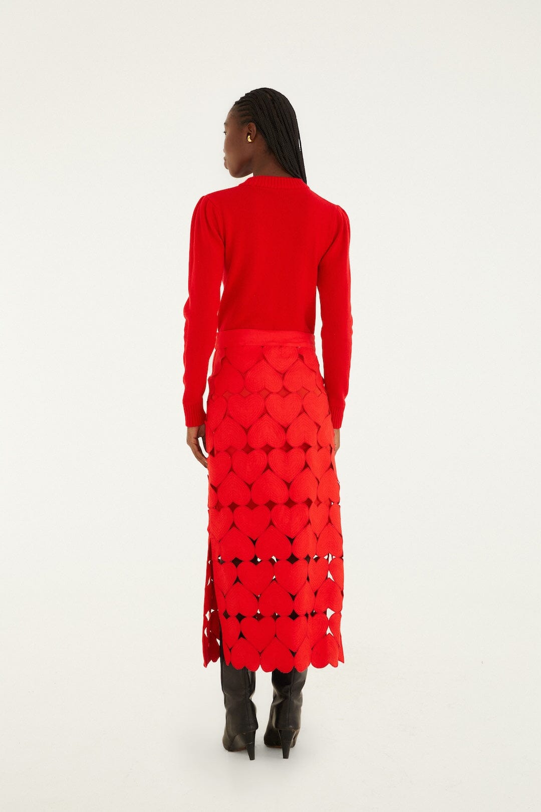 Red Hearts Linen Skirt