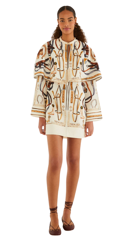Off-White Equestrian Scarf Cape Mini Dress