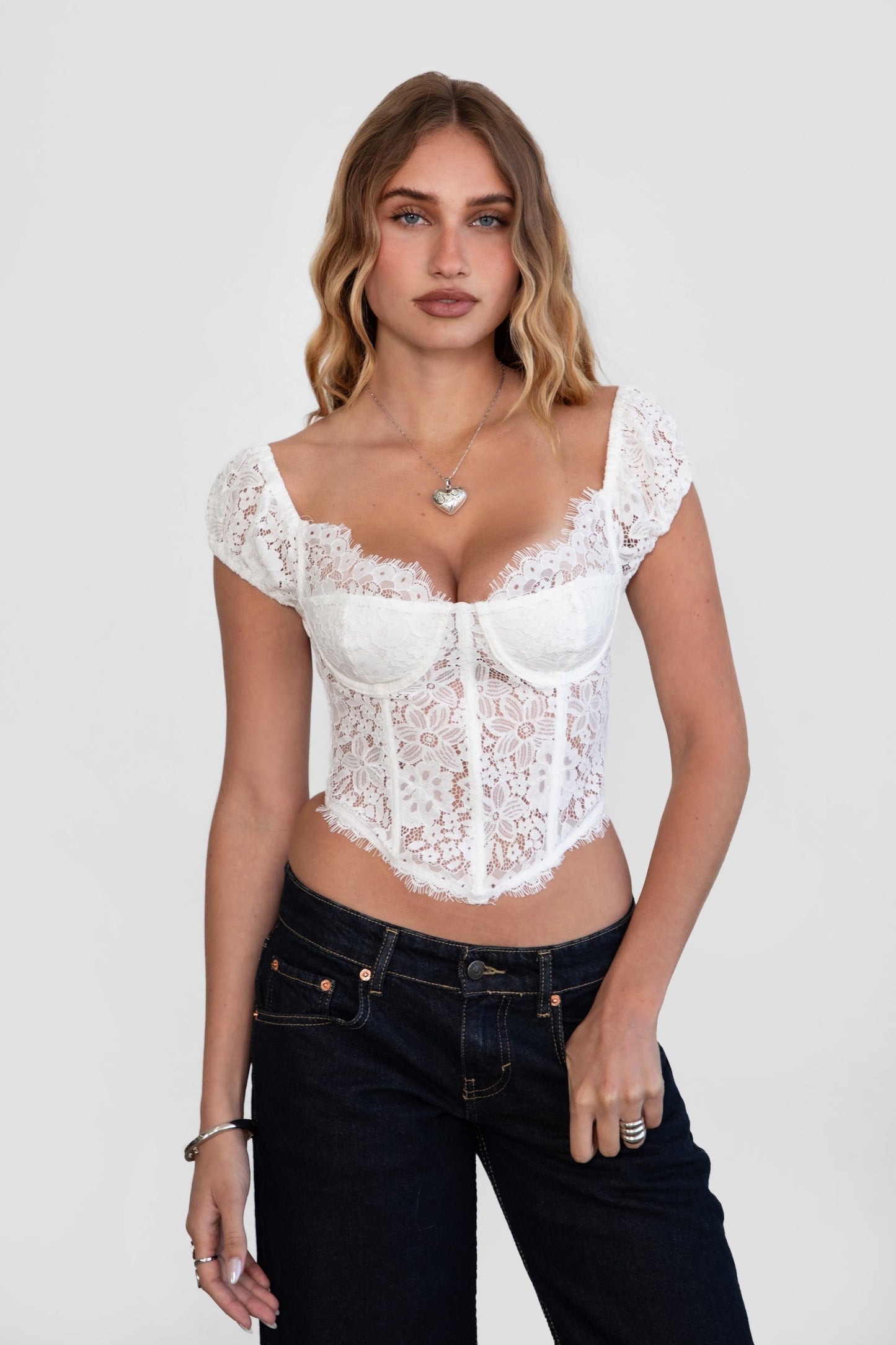 Lace Bustier Top- White