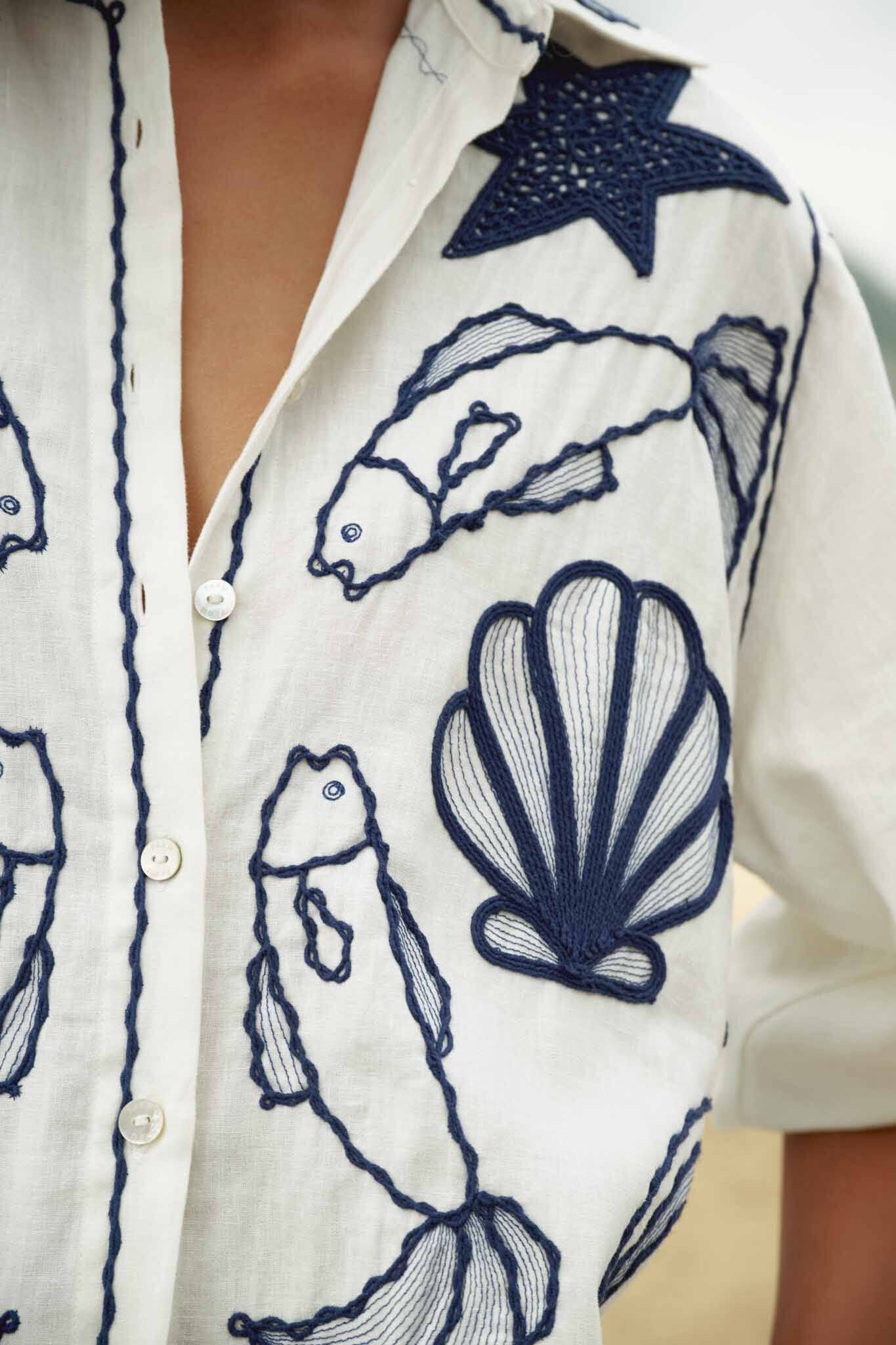 Off-White Fresh Fish Embroidered Skirt Set