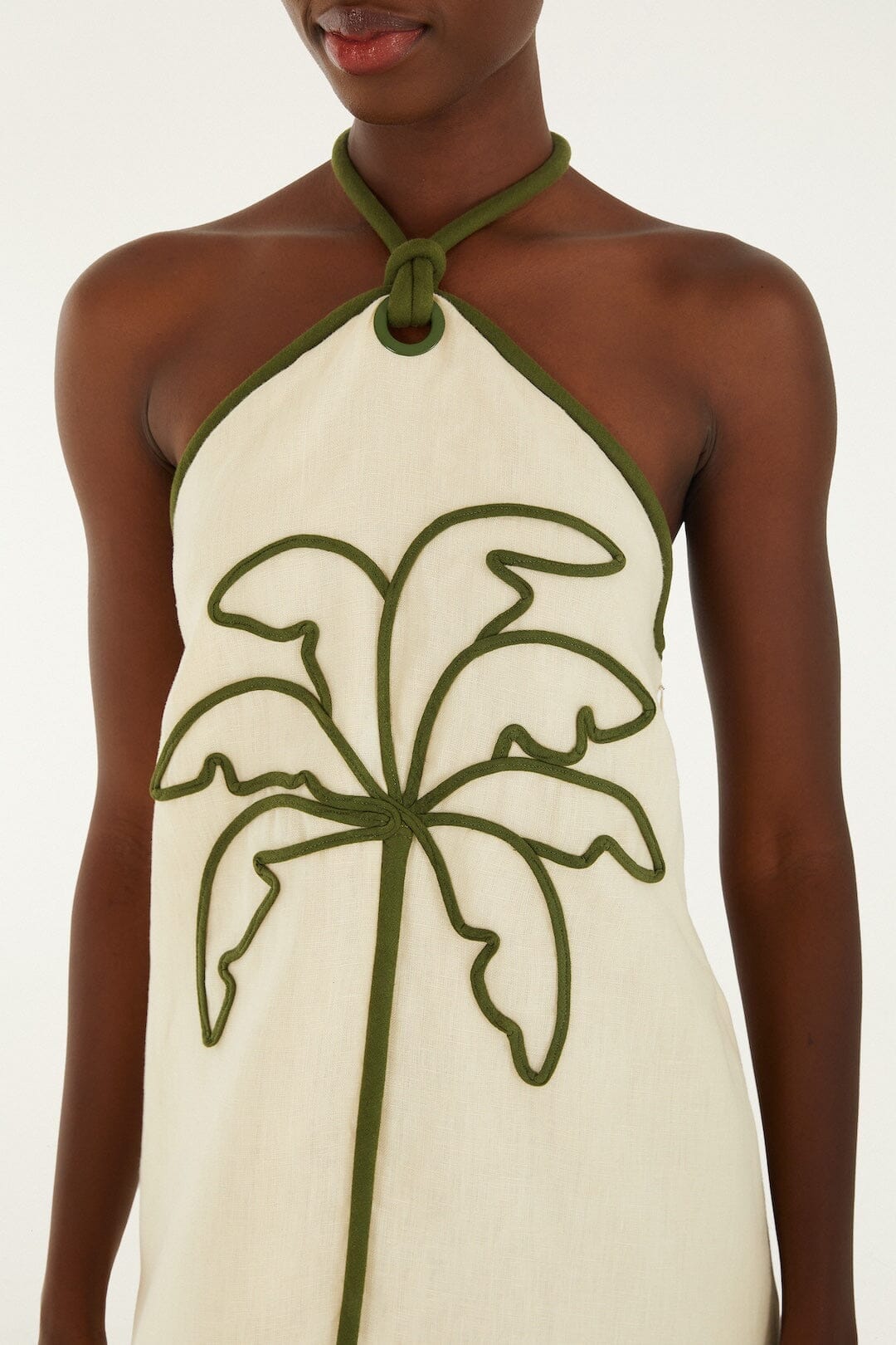 Sand Coconut Embroidery Mini Dress