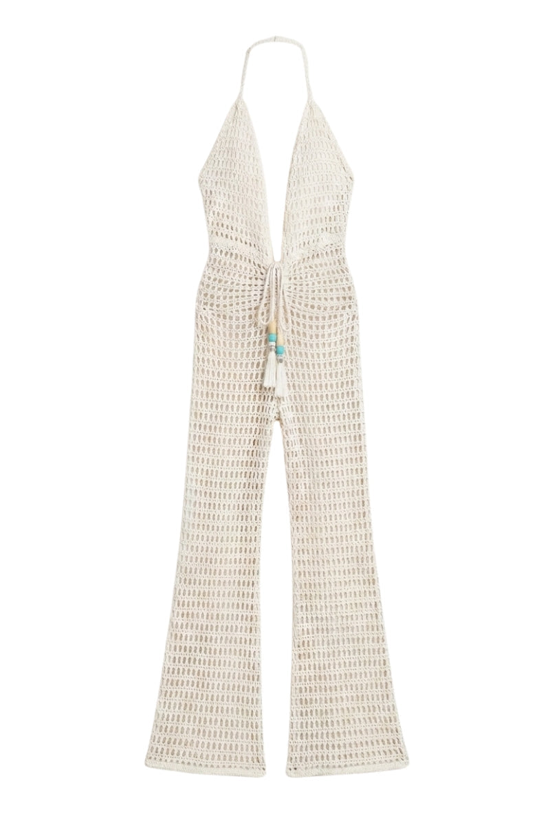 OFF-WHITE LACE MESH JUMPSUIT