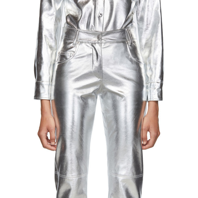 Silver Leather Pants