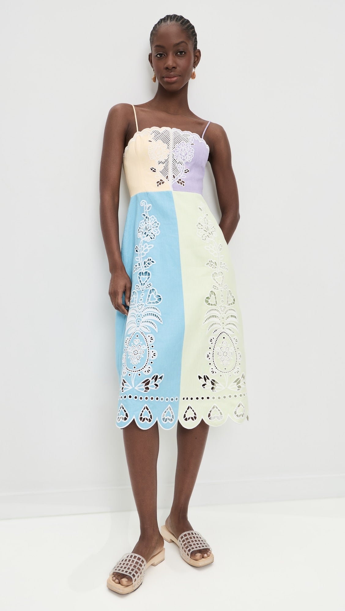 Multicolor Embroidered Midi Dress