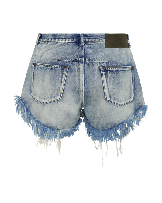 Le Wolves Mid Waist Mid Length Denim Shorts - Salty Dog Blue